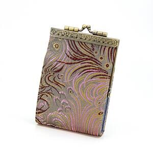 Peacock Pattern RFID Card Wallet | Gray/Pink